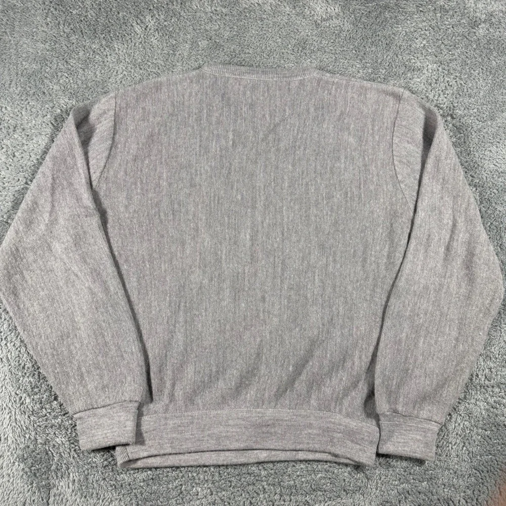 VTG 70s Izod Lacoste V Neck Sweater Mens Medium Gray Acrylic Knit Made in USA